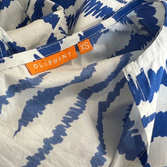 Oliphant Dipsy Midi Dress Blue White Block Print Cotton Resort XS - Picture 8 of 9